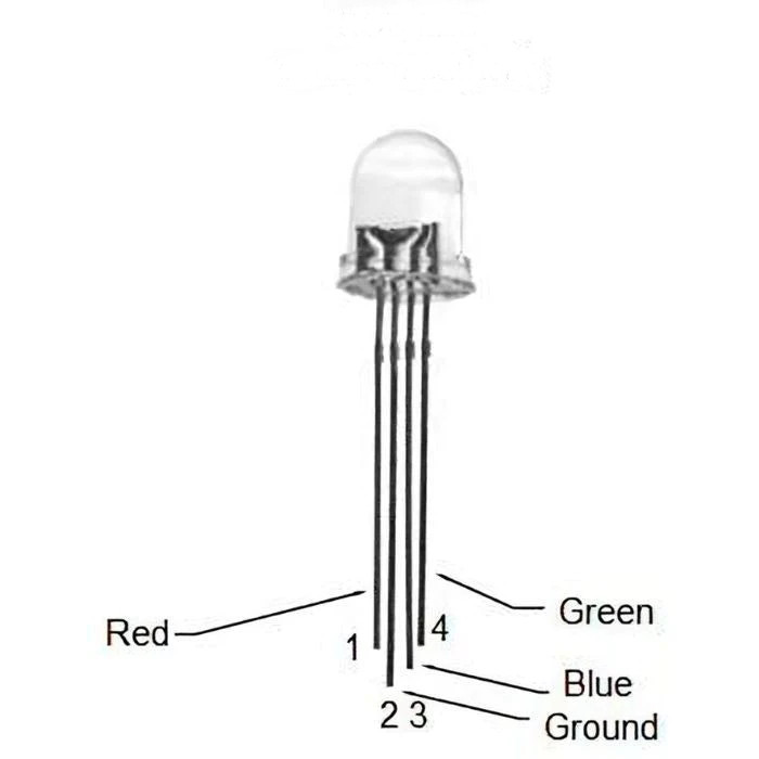 RGB led 5mm 4 jalkaa yhteinen katodi 50 kpl